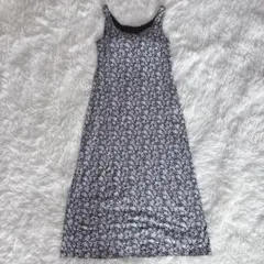 UNIQLOユニクロ花柄ロングワンピース ブラカップ付ネイビー L ルームウェア