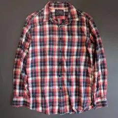 【UNIQLO】ユニクロ ネルシャツ (M) チェックシャツ 赤 ネイビー 長袖