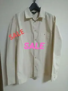 SALE Calvin Klein 薄ベージュ色の長袖開襟シャツ