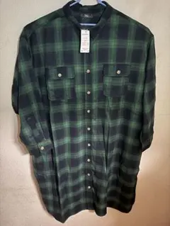 新品タグ付 6L 大きいサイズ チェック長袖シャツ 緑レディースファッション