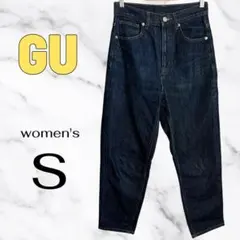 【GU】ハイウエストストレートジーンズ　しっかり生地　ストレッチ　脚長効果　濃紺のサムネイル