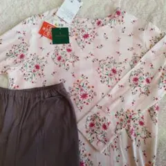 新品タグ付きワコールMINTONミントン 花柄長袖パジャマ Lサイズあったか
