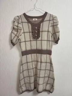 evelyn チェック柄 半袖 ミニワンピース