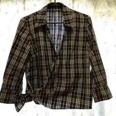 【美品】BURBERRYバーバリーロンドン　チェック柄カシュクールシャツ