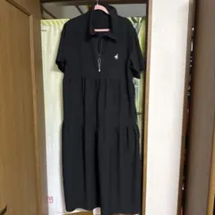 半袖ティアードワンピース XL 黒