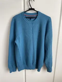 TOMMY HILFIGER 青 クルーネック ニットセーター　L