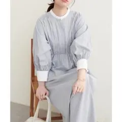 natural couture★　ワンピース　パール釦シャツ　ストライプ　春夏