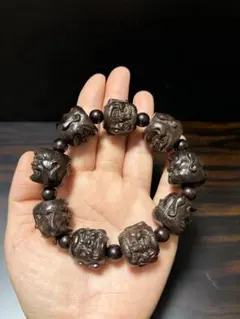 羅漢彫刻 木製ブレスレット 数珠 念珠 腕輪