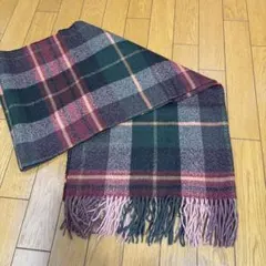 タータンチェック柄マフラー グリーン ワインレッド