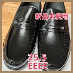 【新品未使用】ブラック ビジネスシューズ 25.5cm EEEE幅 ローファーのサムネイル