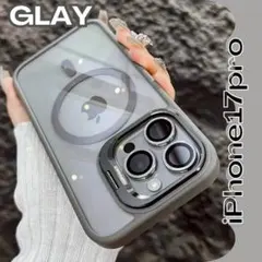 iPhone17pro クリアケースMagSafe対応 スタンド 高透明グレー