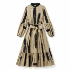 【美品】SHEIN アート柄マキシワンピース ベルト付 S〜M相当