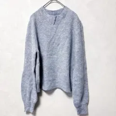美品✨ラメ混 ニットプルオーバー ボリューム袖 ライトブルー 大人可愛い