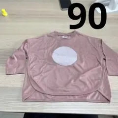 90cm ピンク 長袖Tシャツ 丸いプリント　3can4on