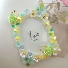 トレカケース ホイップデコ ホワイト×グリーン B8 硬質ケース フラワーデコ