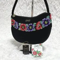 【極美品】フェイラー ハンドバッグ ワンショルダー ブラック 花柄 シュニール織