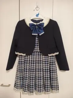 130 フォーマルワンピース ボレロ付 セット ネイビー 入学式 卒園式 発表会