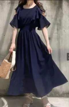 【美品】エムプルミエブラック　ギャザー　ロングワンピース　ティアード　34 美品】エムプルミエブラック ギャザー ロングワンピース ティアード 34