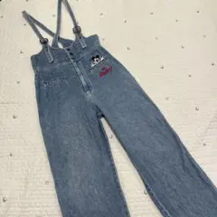 ミッキーマウス刺繍デニムサロペットMICKY INC ‘90 ヴィンテージ