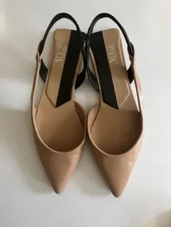 ZARA ポインテッドトゥ ミュール　ベージュ35