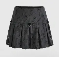 つ*ち様 グレー フレアスカート ストラップ付き