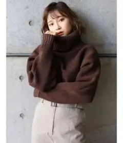 BIG タートル ニット プルオーバー MURUA ビッグ knit ブラウン