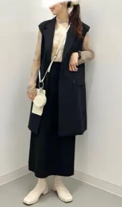 新品未使用GU オーバーサイズダブルブレストベスト 黒ブラック　S