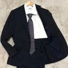 美品✨トゥモローランド×グアベロ スーツ セットアップ 紺色 ストライプ 背抜き