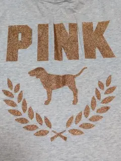 ビクトリアシークレット PINK 半袖Tシャツ グレー ラメロゴ XLのサムネイル