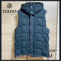 【美品】ナノユニバース☆ダウンベスト☆フード☆Mサイズ☆黒 ブラック☆
