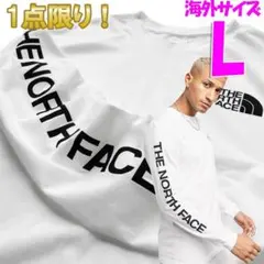 ノースフェイス ロンT 長袖Tシャツ 海外L 日本XL相当 白 新品 袖ロゴ