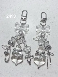 ビーズキーホルダー クリア 透明 シルバー 韓国 y2k コレクトブック 2点