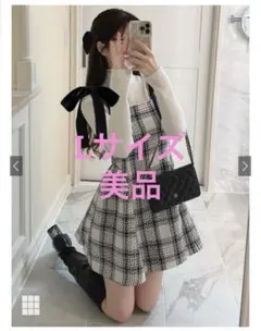 GRL ツイードチェックショルダーリボンミニワンピース tu1417