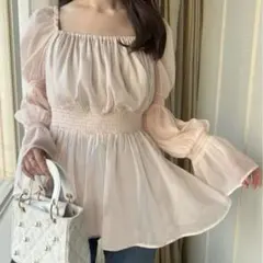 未使用⚪︎ 袖2Wayシアーシャーリングペプラムブラウス[fl001] グレイル