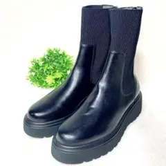 美品✨ORiental TRaffic 厚底リブニットブーツ