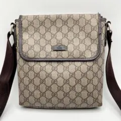 グッチ ショルダーバッグ GGスプリーム フラップ PVC ブラウン サコッシュ