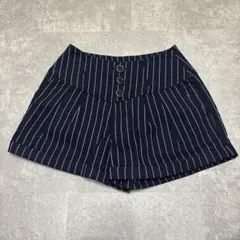 【値下げ中】 One way ネイビー ストライプ ハイウェスト キュロット M