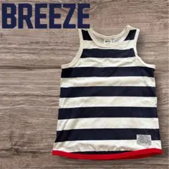 BREEZE ノースリーブタンクトップ ネイビーとホワイトのストライプ