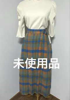 未使用★AMERICAN HOLIC ラップ風チェックスカート オレンジ S