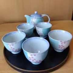 未使用　湯のみ　急須　陶器　カップ　茶器　桜柄