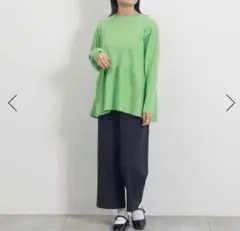 ケユカ　ペプラムニットトップス　ライム