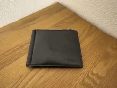 COACH レザー製二つ折りマネークリップ 黒