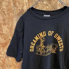 AE9385 たべっこ動物 GU 半袖Tシャツ ブラック レディース L ポス