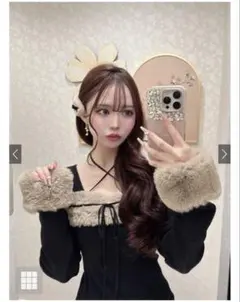 GRL ファーホルダーネックリボンワンピース　S