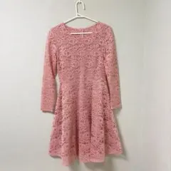 総レースワンピース　ピンク