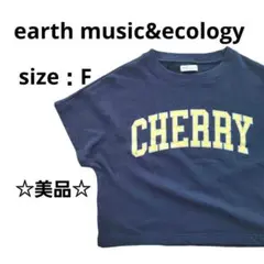 【美品】アースミュージックアンドエコロジー　Tシャツ　ネイビー　半袖　F