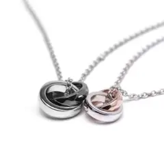 【LION HEART】カッティングダブルリングペアネックレス シルバー925