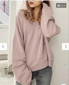 ジェイダ VネックオフショルスウェットTOPS ピンク