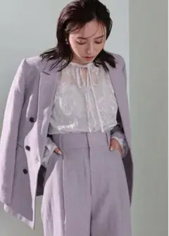 美品　anuansリネン ダブルブレストジャケットのサムネイル