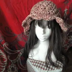 ピンク系 かぎ針編み バケットハット